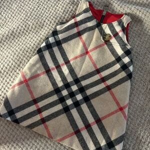 Burberry Kids Dress in Beige, Black, and Red, Original. Size: 12 M.